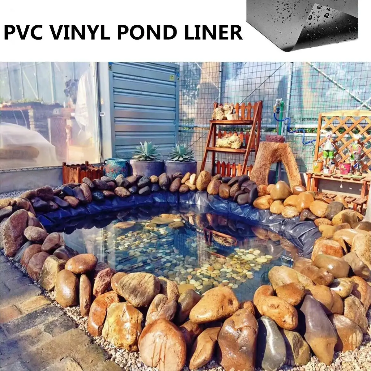 5x10ft Outdoor Fish Pond Liner Waterproof Cloth Gardens Pools PVC Membrane Reinforced Landscaping HDPE Pool fish pond liners