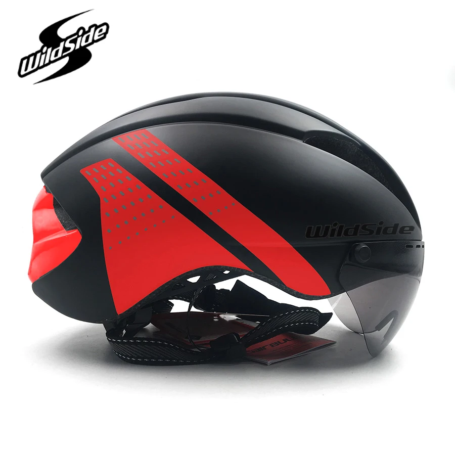 Aero helmet tt time trial cycling helmet for men women goggles race road bike helmet with lens Casco Ciclismo bicycle equipment