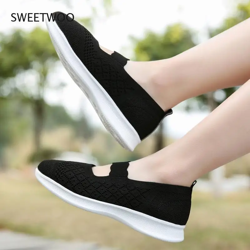 Summer Fashion Breathable Platform Shoes Womens Shoes Slip On Shallow Pumps For Women talon femme Casual Ladies Shoes