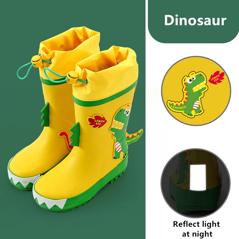 Kids Boys Girls Rainboots Waterproof Children\'s Shoes Toddler Rain Boots Natural Rubber Boots Baby Water Shoes Cartoon Rain Boot