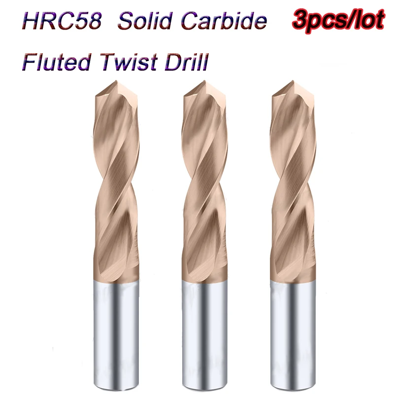 3pcs Carbide Alloy Drill Tungsten Steel Super Hard Twist Bit Set Straight Handle Solid Monolithic For Metal CNC Lathe Machining