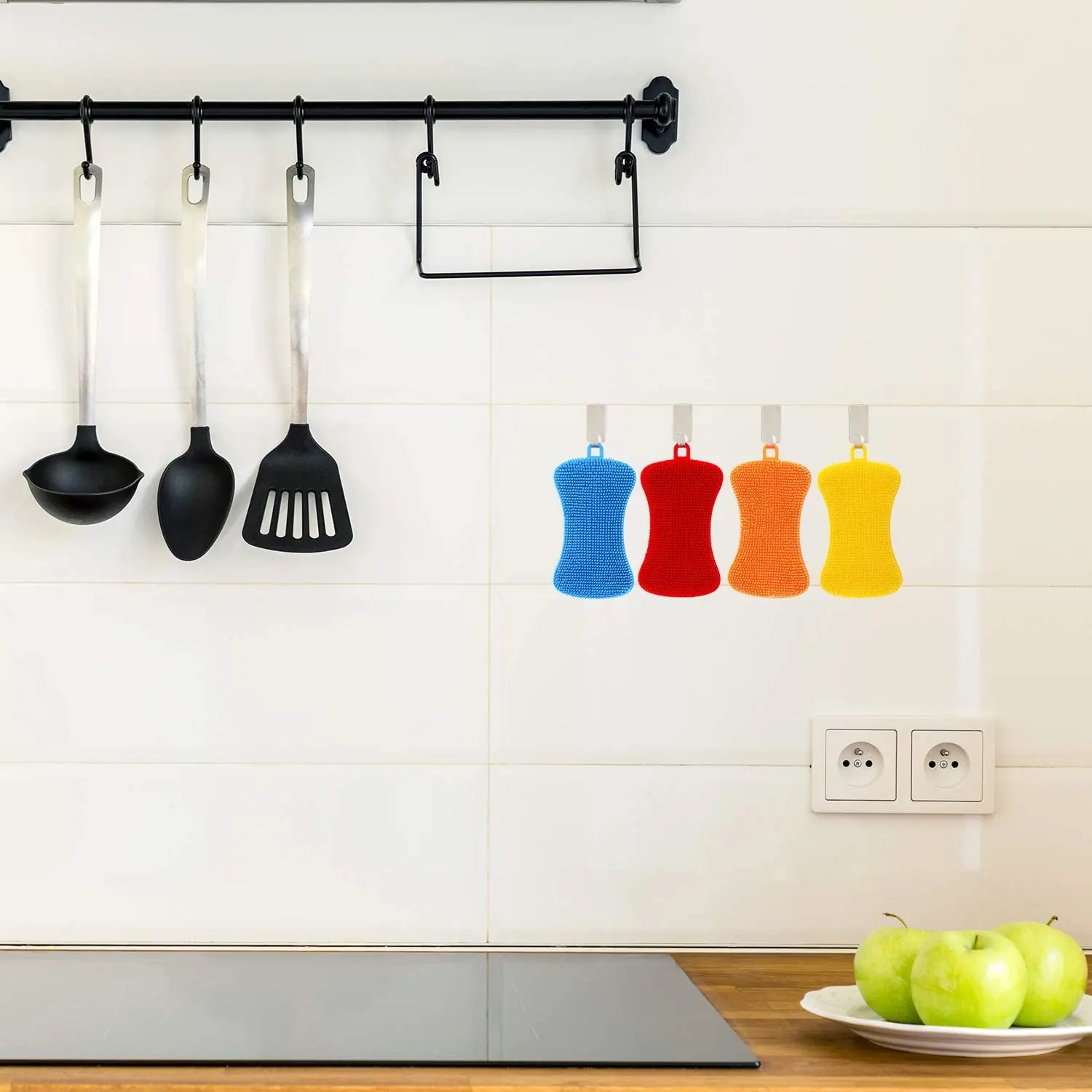 1Pcs Silicone Sponge Dish Washing Scrubber Brush Kitchen Household Cleaning Sponge Brush for Dishes Wash Cleaning Accessories
