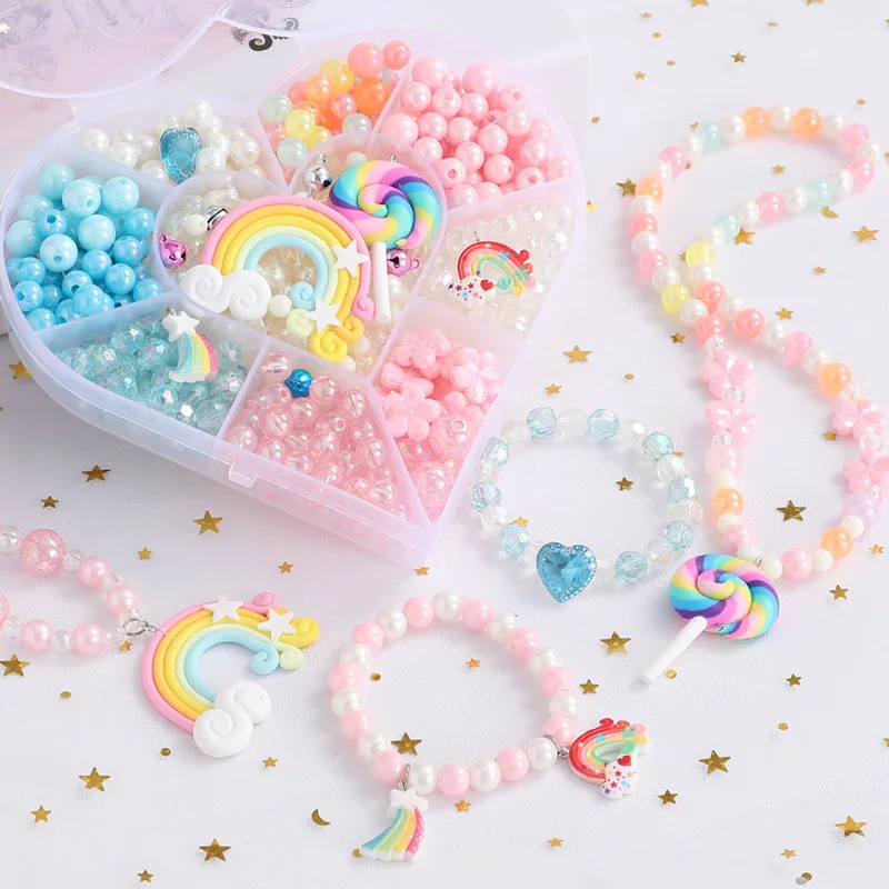 DIY Handmade Beaded Toy with Accessory Set Children Creative Heart-shaped Jewelry Making Toy Educational Toys for Girls  Gift