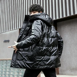 Inverno novos homens cor sólida parkas pato branco para baixo gola masculina quente grosso jaqueta masculino brighting marca casual parka casaco