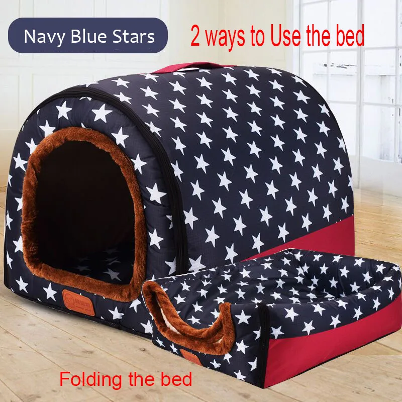 New Warm Dog House Comfortable Print Stars Kennel Mat For Pet Puppy Top Quality Foldable Cat Sleeping Bed cama para cachorro