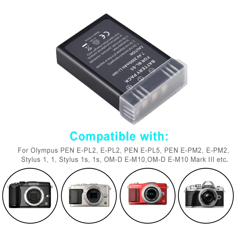 PALO 2000mAh PS-BLS5 BLS-5 BL-S5 BLS-50 BLS50 bateria do Olympus PEN E-PL2, E-PL5, E-PL6, E-PL7, E-PM2, OM-D E-M10, E-M10 II