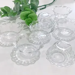 20PCS/LOT Plastic Transparent Mini Cup Fake Lace Flower Ice Cream Bowl Simulation Tableware DIY Model Crafts Dollhouse Kitchen