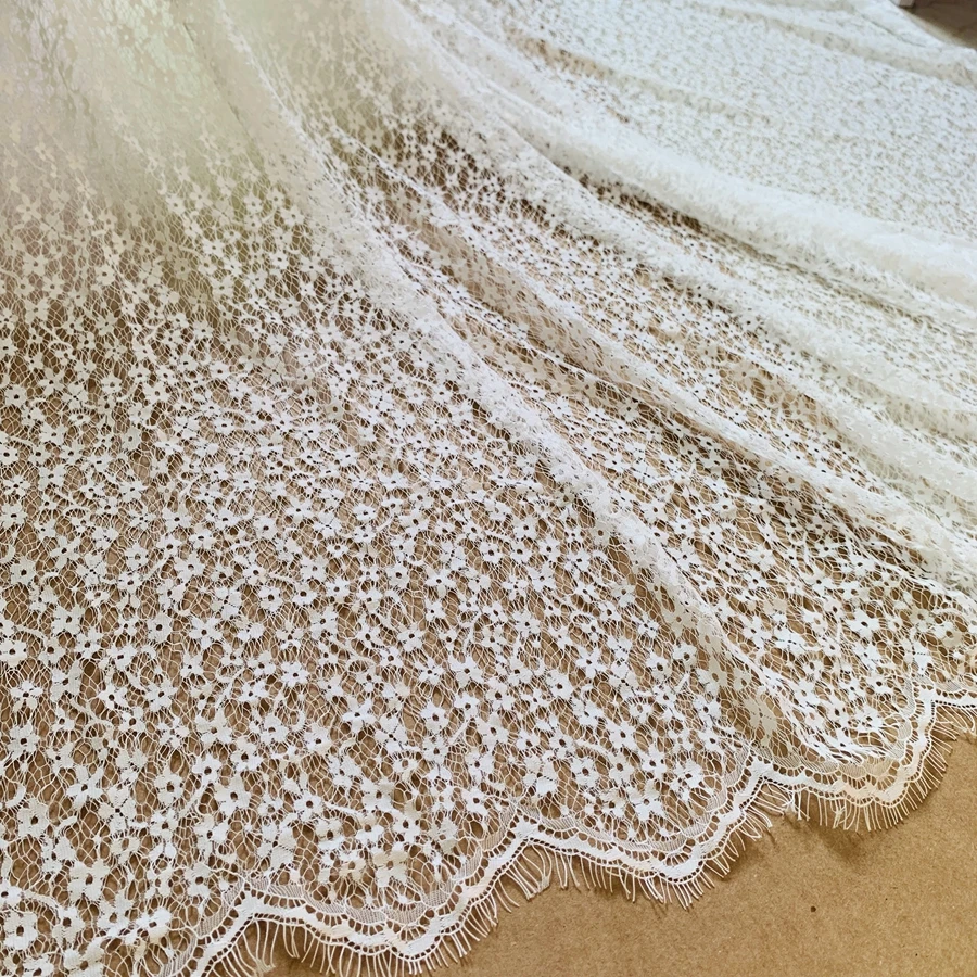 1Piece=1.5x3 meters French Lace Hollowed-out Plum Blossom Eyelash Lace Fabric DIY Clothing Pajamas Underwear Accessories