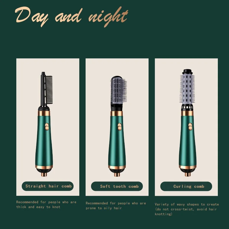 مجفف الشعر الجاف والرطب مشط الهواء الساخن ثلاثة في واحد التلقائي مجعد الشعر استقامة بيرم كسول مريحة المنزل المهنية