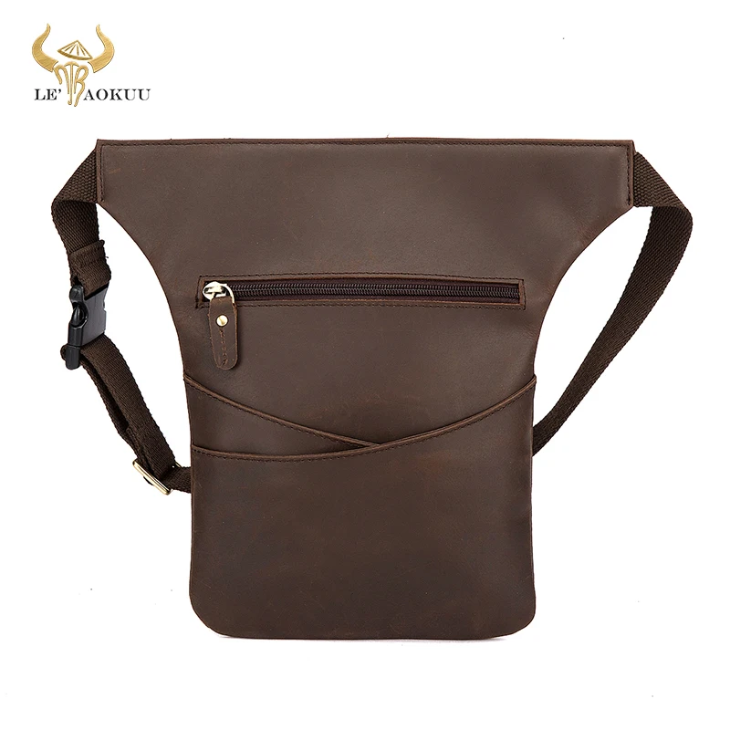 

Crazy Horse Leather Men's Vintage Travel Fanny Waist Belt Bag Pack Satchel Sling Bag Design Phone Cigarette Case Pouch Male 3116