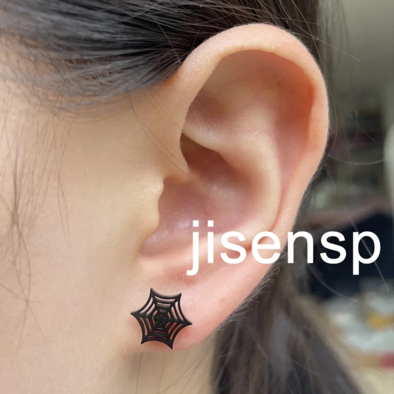 Lovely Stainless Steel Earrings for Women Fashion Jewelry 2025 Punk Paw Lighter Rocket Earings Spider Web Studs Christmas Gifts