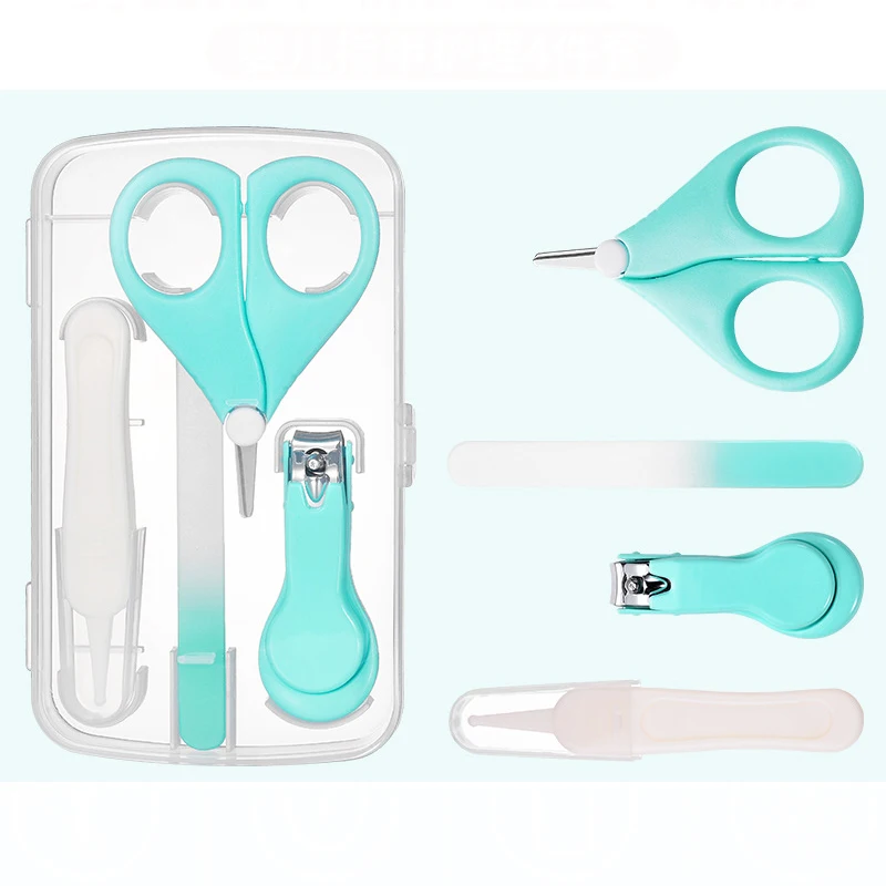 4 Piece Baby Nail Cleaning Tool Nail Scissors Suit Newborn Nail Baby Care Scissors Gorgeous Set Infant Safety Nail Cutter Set