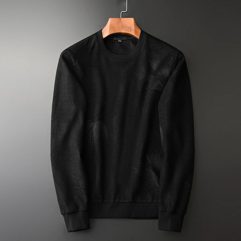 

Yarn-dyed Feathers Luxury Round Collar Spring And Autumn Sweatshirts Men Fashion Slim Fit Mens Hoodies