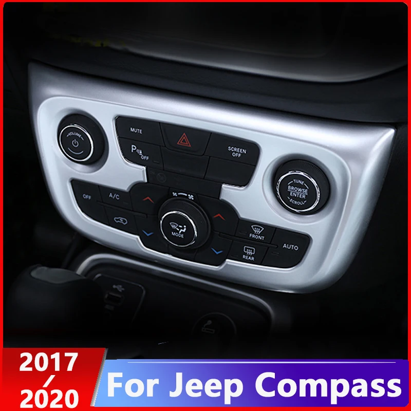 For Jeep Compass 2017 2018 2019 2020 ABS Chrome Car air conditioner Switch panel frame cover trim Car Accessories