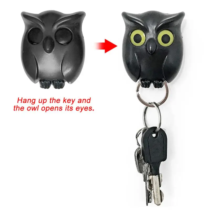 2019 New Black Night Owl Magnetic Door Wall Decor Wall Hook Hanger Key Holder Magnets Keep Keychains Key Hanger Hook Hanging Key