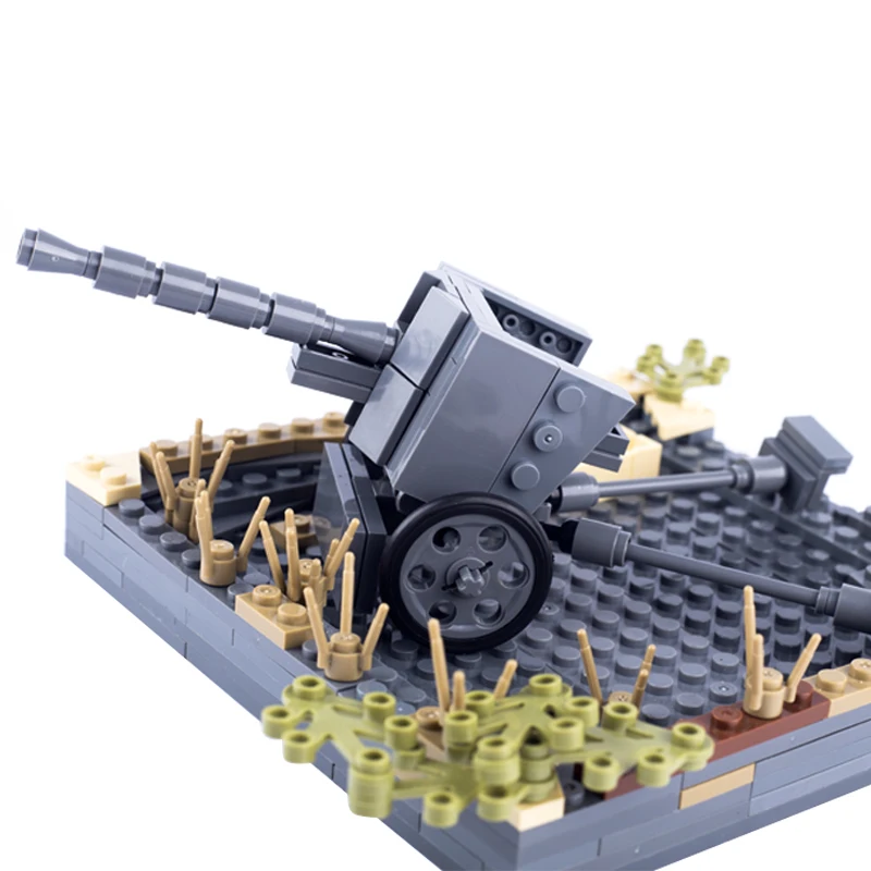 WWII Germany PAK40 Building Blocks German Army Soldiers Weapon Anti-tank Gun Bricks Military Accessories Toys for Children D288