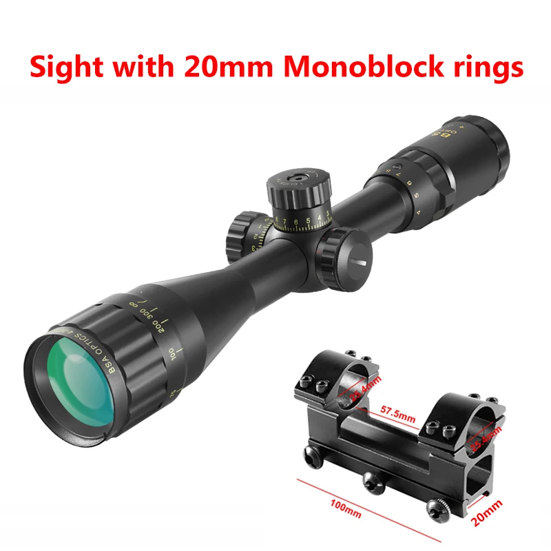 BSA OPTICS 4-16x44 ST Mira óptica ajustável Verde Vermelho