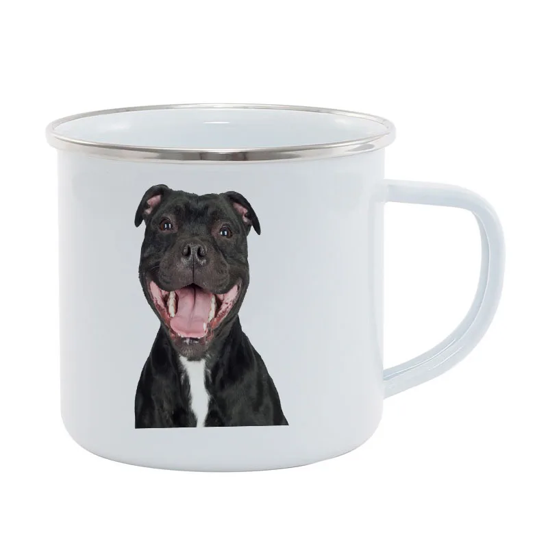 Stainless Steel  Staffordshire Bull Terrier Coffee Cup Staffie Laughing Staffy Dog Christmas Outdoor Halloween Fall Metal Enamel