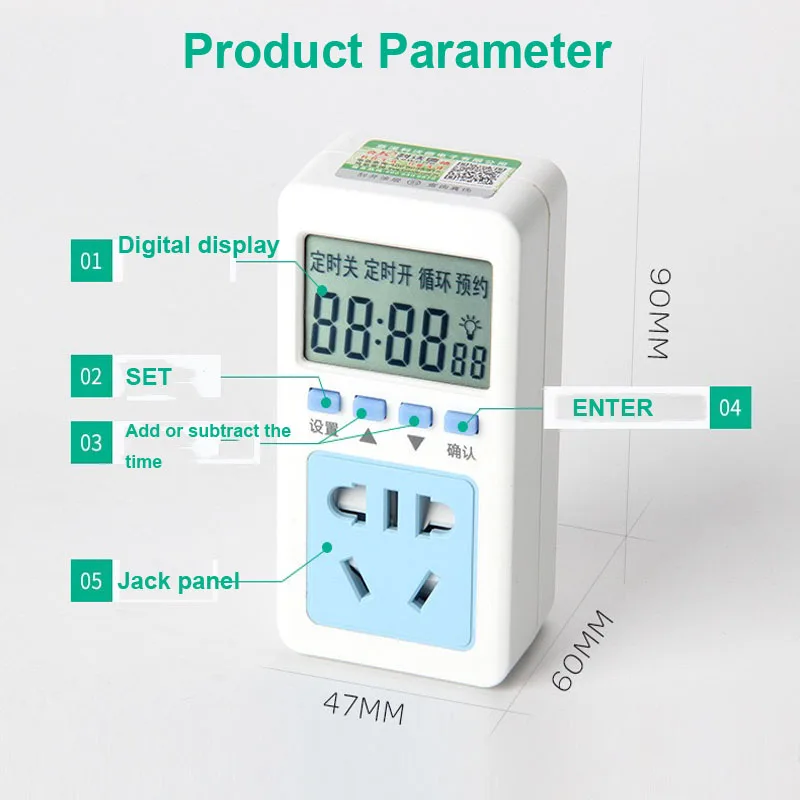 Electronic Digital Timer Socket with Timer Intelligent Rain Forest Timer Fish Tank Timing Socket