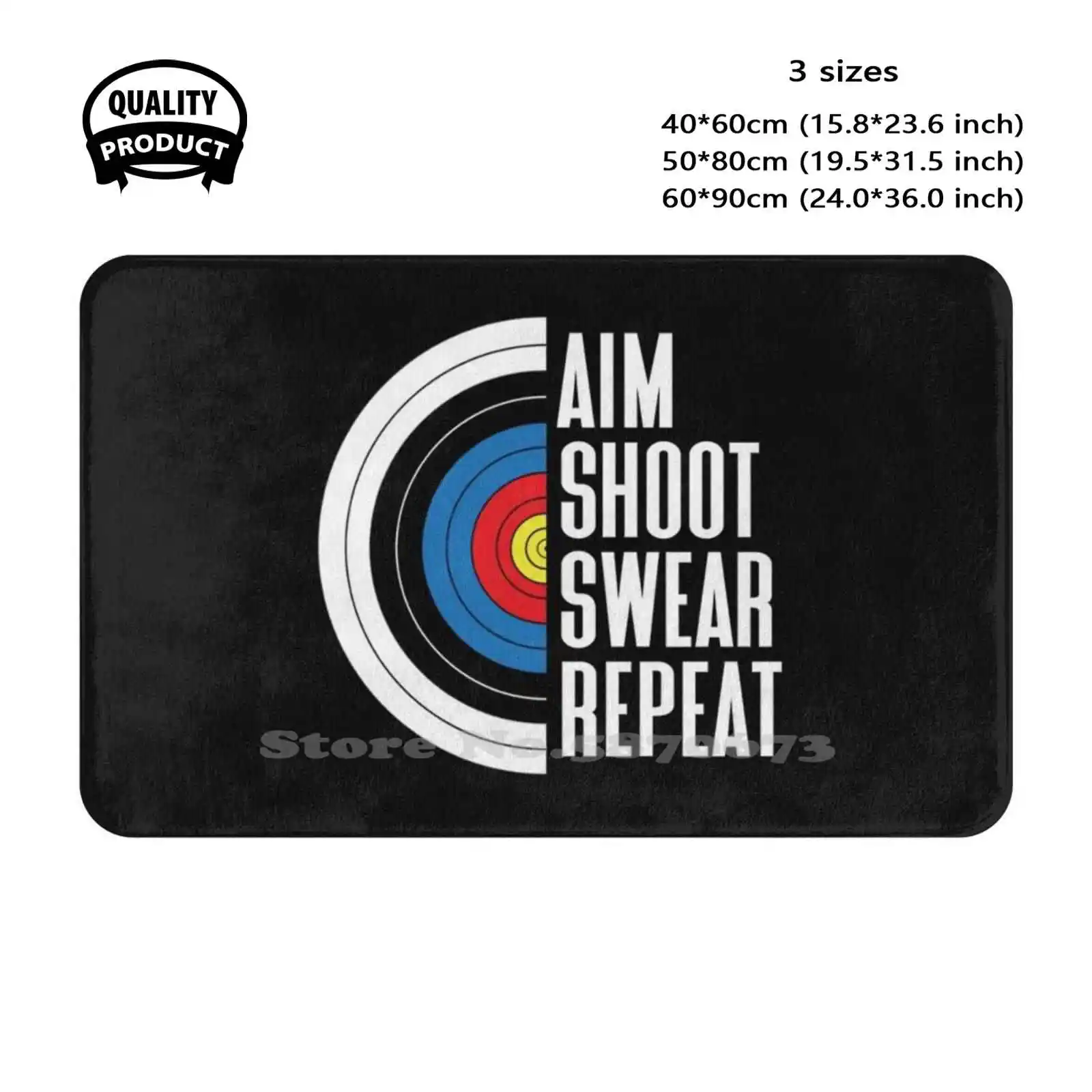 Aim Shoot Swear Repeat Funny Target Bow Hunting Gear Soft Cushion Home Carpet Door Mat Car Rug Bow Hunting Hunting Enthusiast