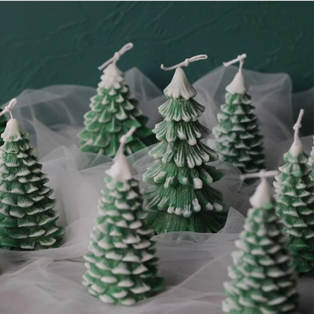 Christmas Tree Candle Silicone Mold DIY Handmade Aromatherapy Pine Tree Soy Wax Candle Making Mould Resin Clay Crafts Home Decor