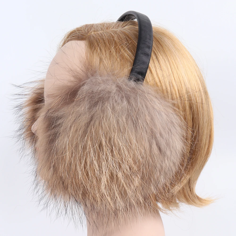 New Style Winter Women Warm Soft Real Fox Fur Earmuffs Girl Big Fox Fur Plush Ear Muff Lady 100% Real Natural Fox Fur Earmuffs