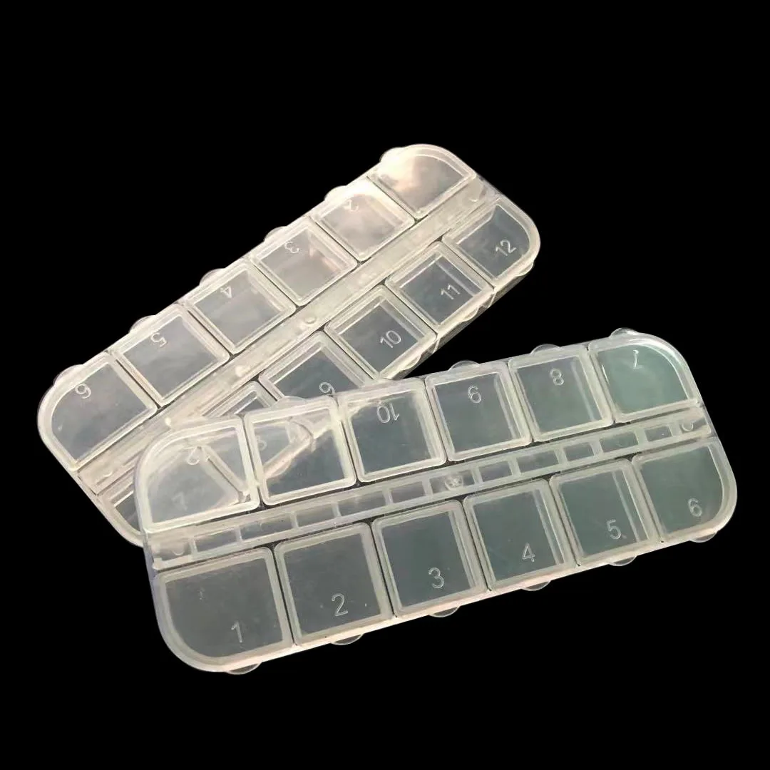 3 pcs Compartments Container Case Nails Art Empty Storage Rectangle Rhinestones Beads Slices Decorations Nail Art Box empty box