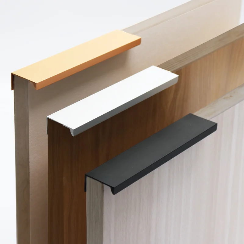 Gold Black Hidden Cabinet Pulls Aluminum Alloy Kitchen Cupboard Handles Drawer Knobs Furniture Handle Bedroom Hardware