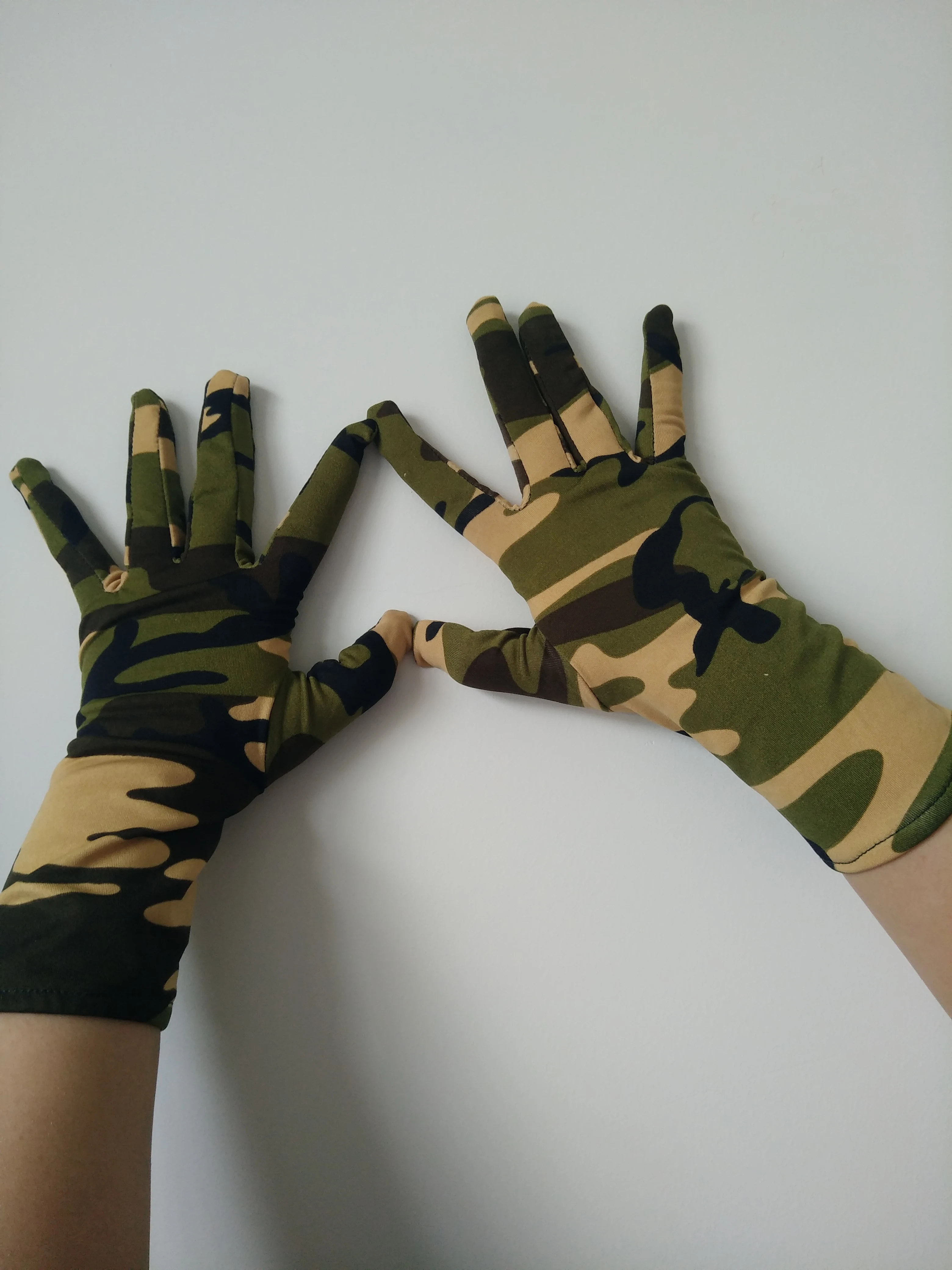 camo green color Adult women men Spandex short Gloves High Elastic Gloves Driving Hand guards Dance Glove