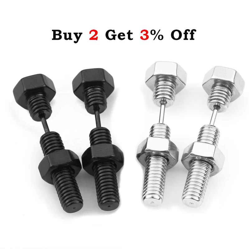 New Unisex Punk Rock Stainless Steel Nail Screw Piercing Stud Earrings Novelty Piercing Jewelry Rock Gothic Piercing Jewelry