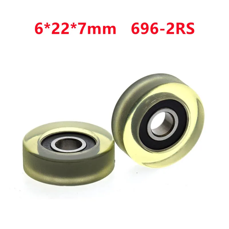 

10pcs/50pcs 6*22*7mm Polyurethane PU 696 696RS Drawer Showcase Low Noise Roller Bearing Friction Pulley 6x22x7mm