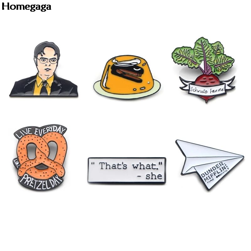 Homegaga The office tv show letters Zinc tie Pins backpack clothes Brooches for men women Bags Decoration badges D2245