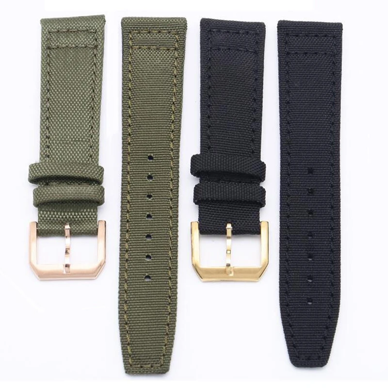 Nylon Genuine Leather Watchband 20mm 21mm 22mm Green Black Pilot Watch Strap Replacement for IWC PORTUGIESER CHRONOGRA