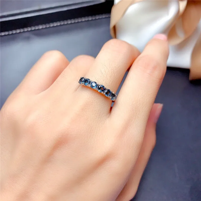 LeeChee London Blue Topaz Ring 3MM Natural Gemstone Jewelry for Young Girl Birthday Gift Real 825 Sterling Silver Free shipping