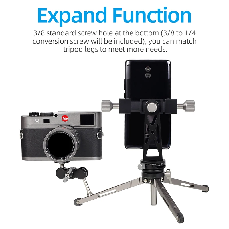 Cimapro CP-5 All Metal Tripod Mount Adapter Cell Phone Clipper Holder Vertical 360 Rotation Tripod Stand for smart phones Tripod