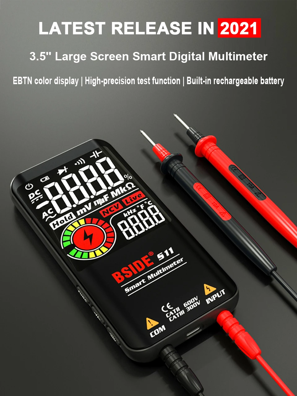 BSIDE 9999 Counts Digitalmultimeter S10 S11 S20 Smart DC AC Spannungskondensator Ohm Dioden NCV True RMS EMF Tester Detektor Messgerät – Detail 1