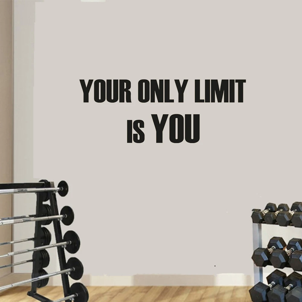 Your Only Limit Is You Wall Sticker Motivational Home Decor Fitness Wall Decal Gym Wall Decoration Art Murals