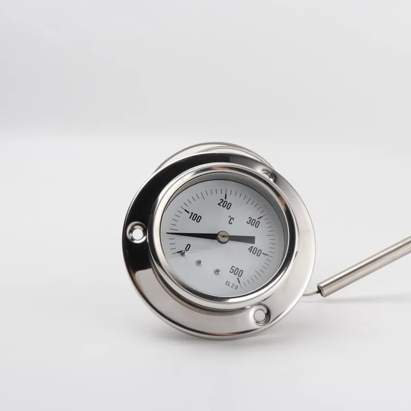 63mm all stainless steel Front Flange Industrial Oven Capillary Gas Actuated Thermometer