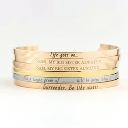 Custom Personalized 4mm Width Laser Engrave Name Date Letter Coordinate Bracelet Stainless Steel Cuff Bangles Gift for Lovers