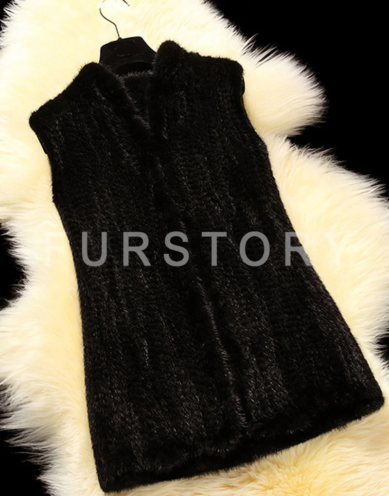 Women Vest Knitted Mink Fur Vest Real Fur Vest Female Custom Made Different Length Fur Story FS16208