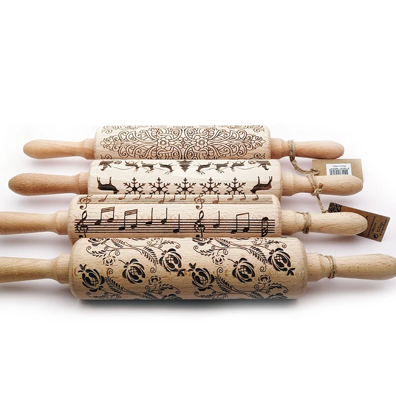 Printing roll rolling noodles biscuit bread hand rolling printing noodle stick texture rolling mud stick