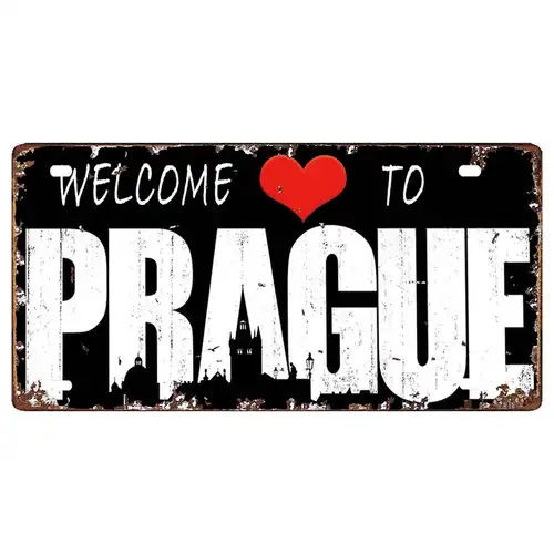 Prague Travel City Car Lisence Vintage Poster Souvenir Metal Sign Retro Plaque For Wall Shop Bar Home Decor 30X15CM  DC-0958A - Image 30