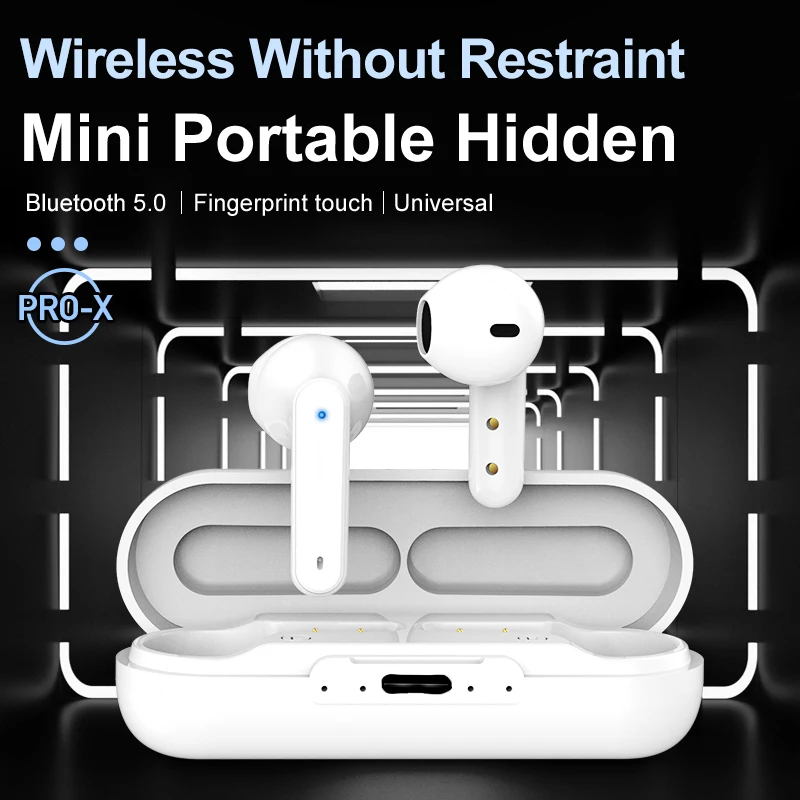 Bluetooth 5.0 prawdziwe bezprzewodowe wkładki douszne z etui z funkcją ładowania wodoodporna regulacja głośności słuchawek Mini TWS zestaw głośnomówiący do sportu