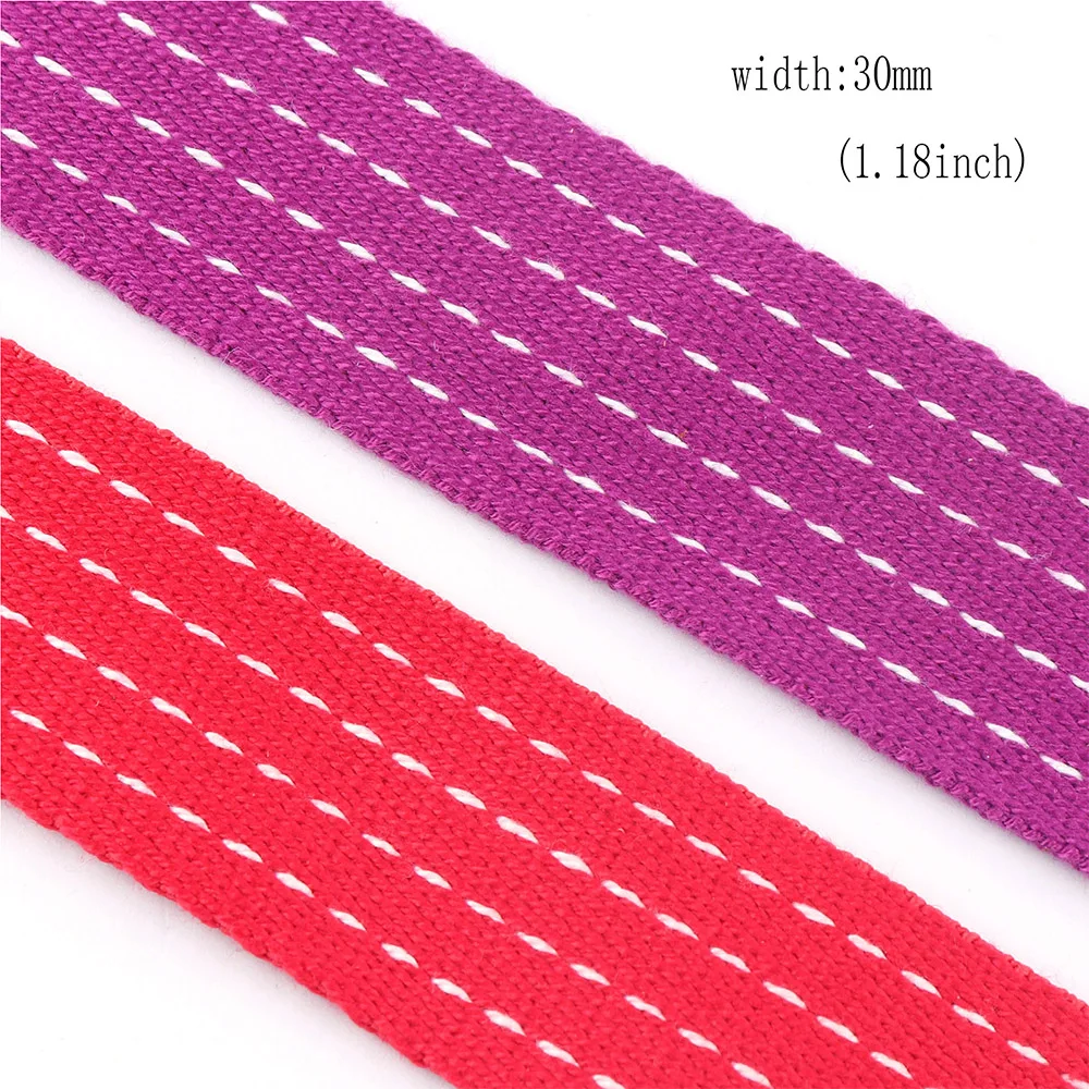 30mm Width Cotton Stripe Webbing Backpack Fabric Strap Webbing Purse Making Leash Canvas Tote Bag Handbag Dog Collar Supplies