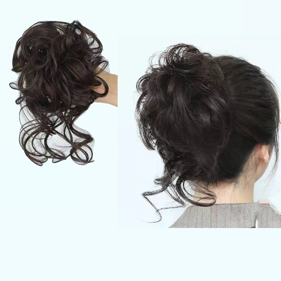 

Yihan Curly Claw On Chignon With Rubber Band Synthetic Hair Ring Wrap Around on Hair Tail Messy Bun Ponytails Extension