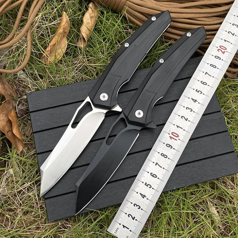 Free shipping  D2 steel blade imports black smithing folding knife G10 handle Outdoor camping, climbing, cycling EDC tools