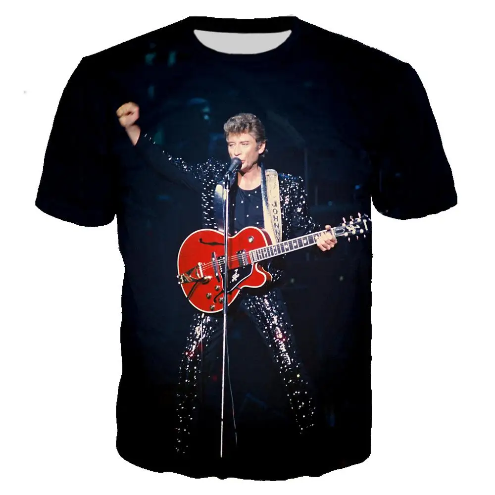 2021 Rock Singer Johnny Halliday 3D Print T-shirt Unisex Fashion Casual Streetwear Hip Hop Clothes Harajuku Streetwear T-shirts