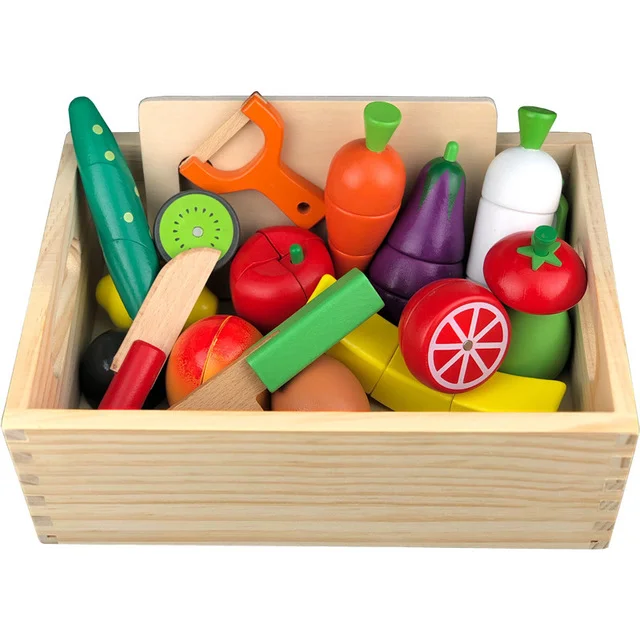 

11 styles Wooden simulation carrot kitchen series cut fruits and vegetables barbecue children's educational play house toys