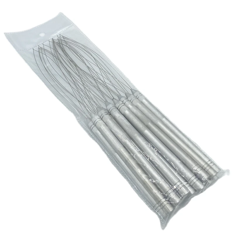 6 piece Metal Handle Loop Pulling Needle with fixed loop for Nano ring Hair Extension