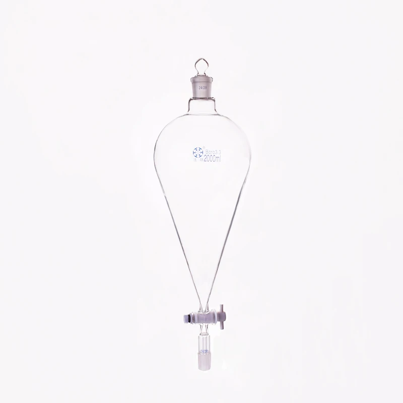 FAPE Squibb Separatory Funnel with PTFE Stopcock and Standard Taper Stem, 50ml-1000ml-2000ml, Joint 24/29, PTFE switch valve